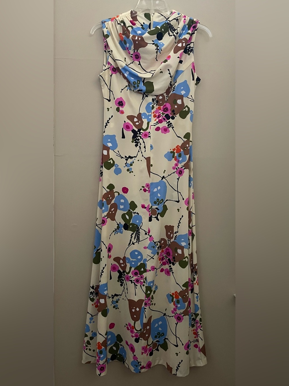 Vintage 70s Claire Larabee Psychedelic Floral Cowl Neck Maxi Dress Medium M